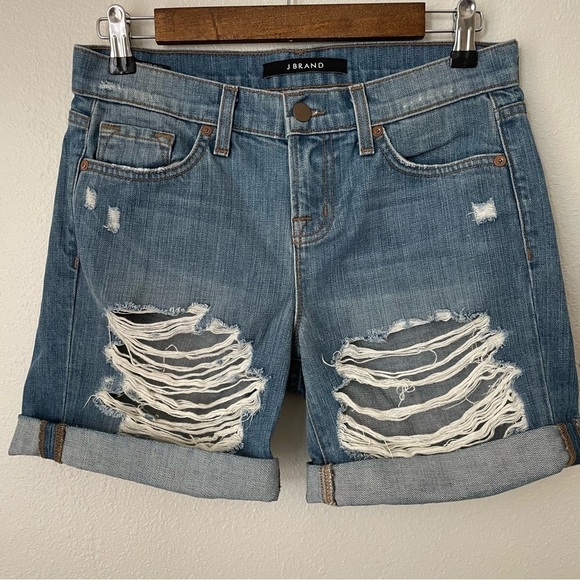 J Brand Pants - J Brand Womens Distressed Euphoria Denim Jean Shorts Size 24 High Rise Boyfriend